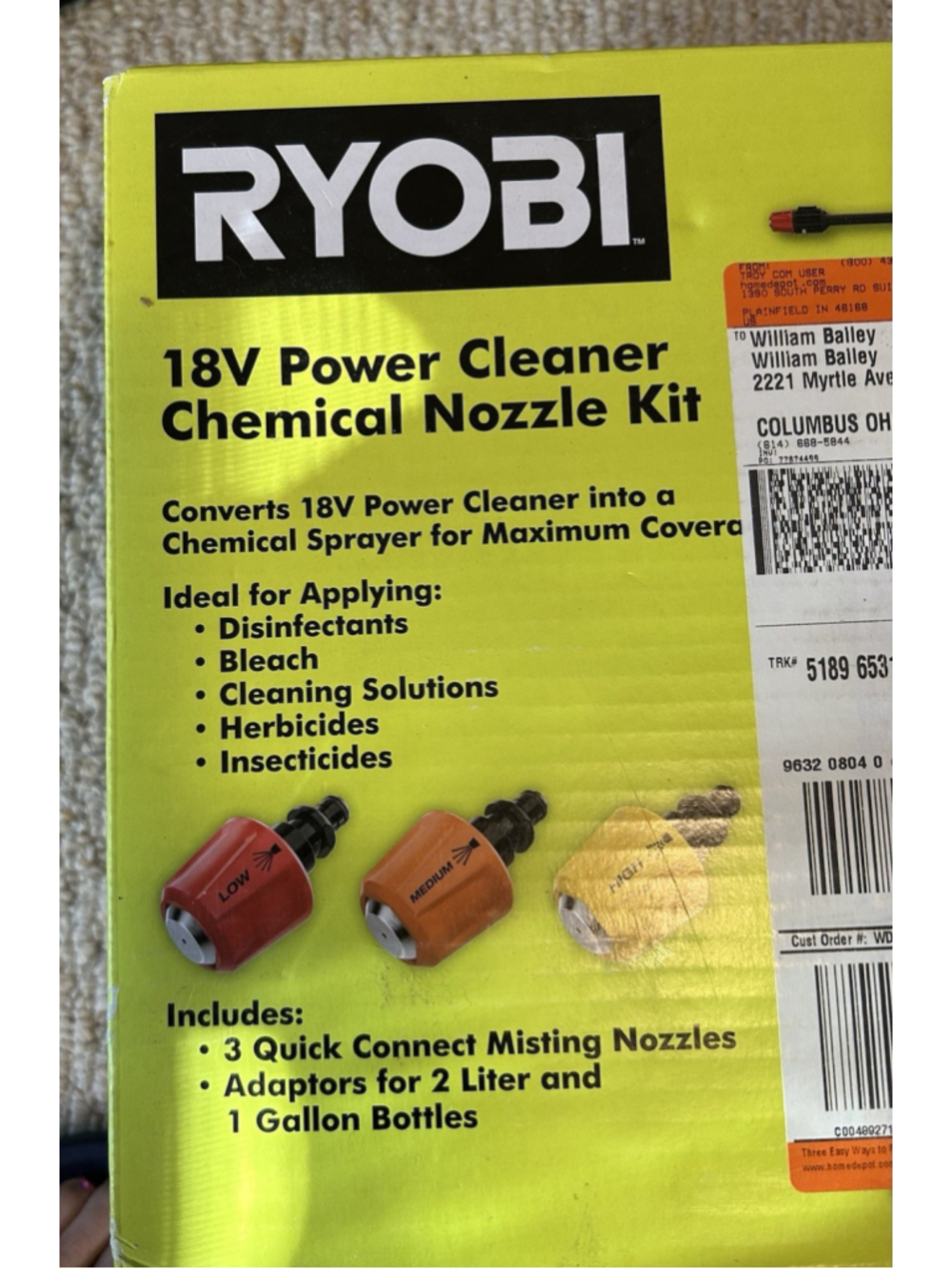 Ryobi Attachments for 18V One+ Power Cleaner- Nozzle Kit & 12" Surface Cleaner